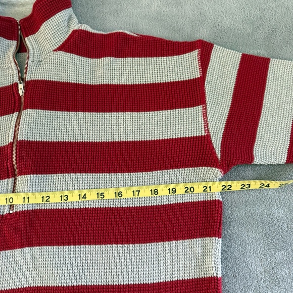 Jones New York Sport red and white striped quarter-zip sweater. - Picture 6 of 11